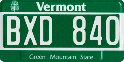 VT license plate BXD840