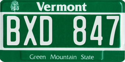 VT license plate BXD847