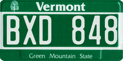 VT license plate BXD848