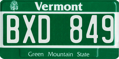 VT license plate BXD849