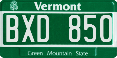 VT license plate BXD850