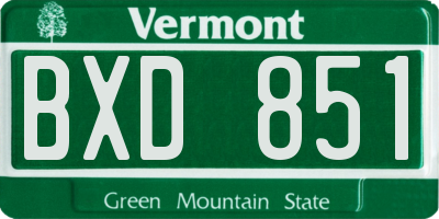 VT license plate BXD851