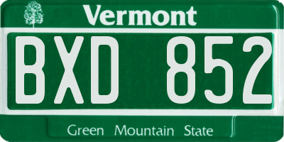 VT license plate BXD852