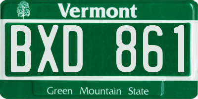 VT license plate BXD861