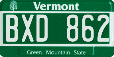 VT license plate BXD862