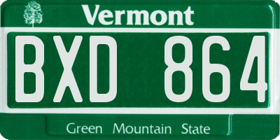 VT license plate BXD864
