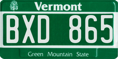 VT license plate BXD865