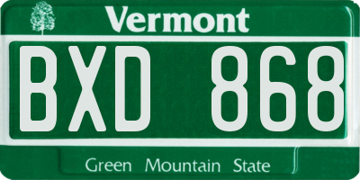 VT license plate BXD868