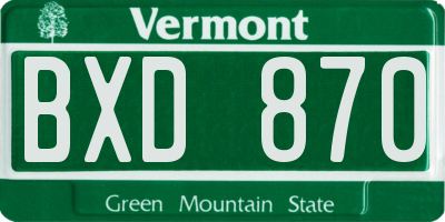 VT license plate BXD870