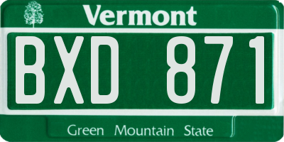 VT license plate BXD871