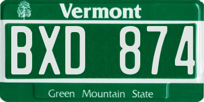 VT license plate BXD874