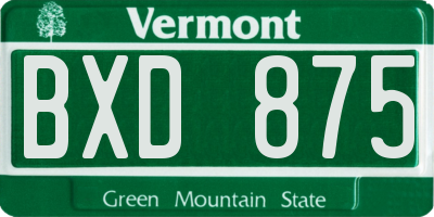 VT license plate BXD875