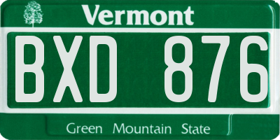 VT license plate BXD876