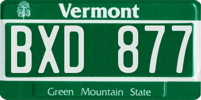 VT license plate BXD877