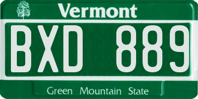 VT license plate BXD889