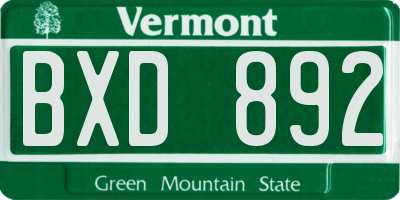 VT license plate BXD892