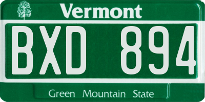 VT license plate BXD894