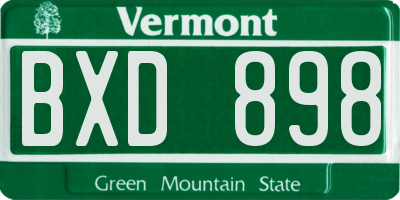 VT license plate BXD898