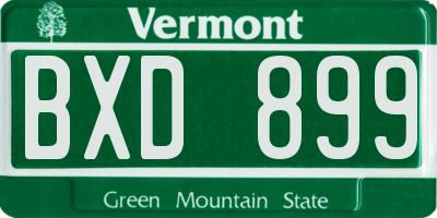 VT license plate BXD899