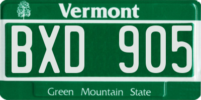 VT license plate BXD905