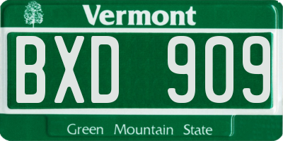 VT license plate BXD909