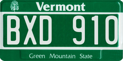 VT license plate BXD910