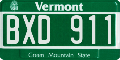 VT license plate BXD911