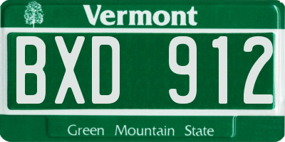 VT license plate BXD912