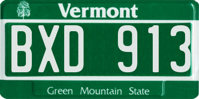 VT license plate BXD913