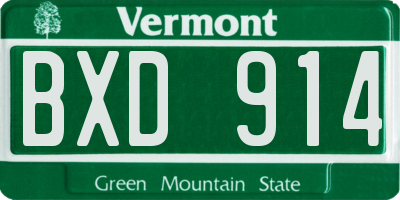 VT license plate BXD914