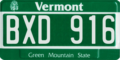 VT license plate BXD916