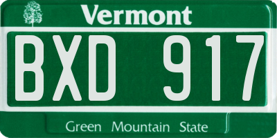 VT license plate BXD917