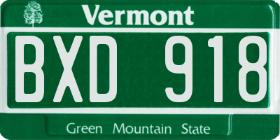 VT license plate BXD918