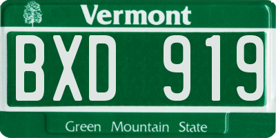 VT license plate BXD919