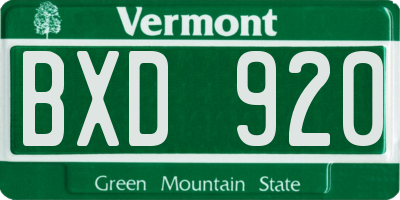 VT license plate BXD920