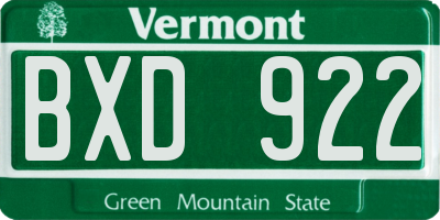 VT license plate BXD922