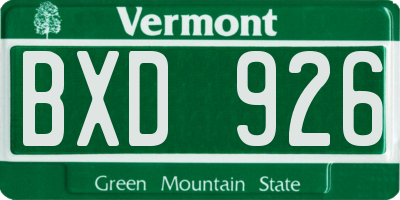 VT license plate BXD926