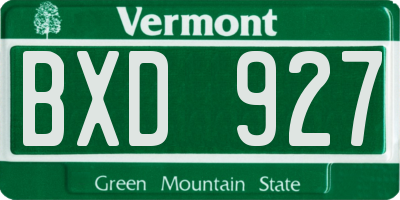 VT license plate BXD927