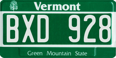 VT license plate BXD928