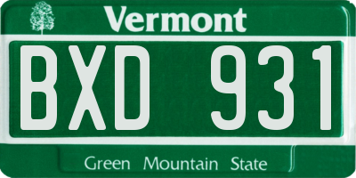 VT license plate BXD931