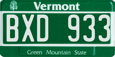 VT license plate BXD933