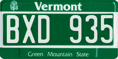 VT license plate BXD935