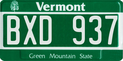 VT license plate BXD937