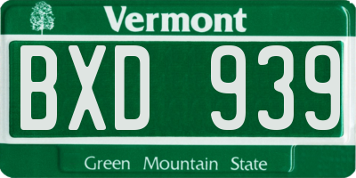 VT license plate BXD939