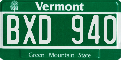 VT license plate BXD940