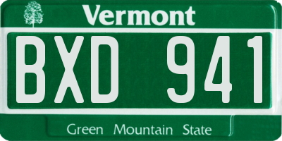 VT license plate BXD941