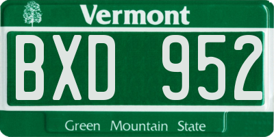 VT license plate BXD952