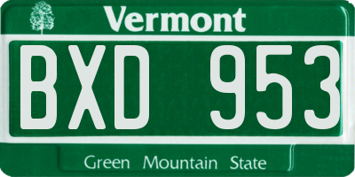 VT license plate BXD953