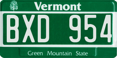 VT license plate BXD954