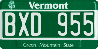 VT license plate BXD955